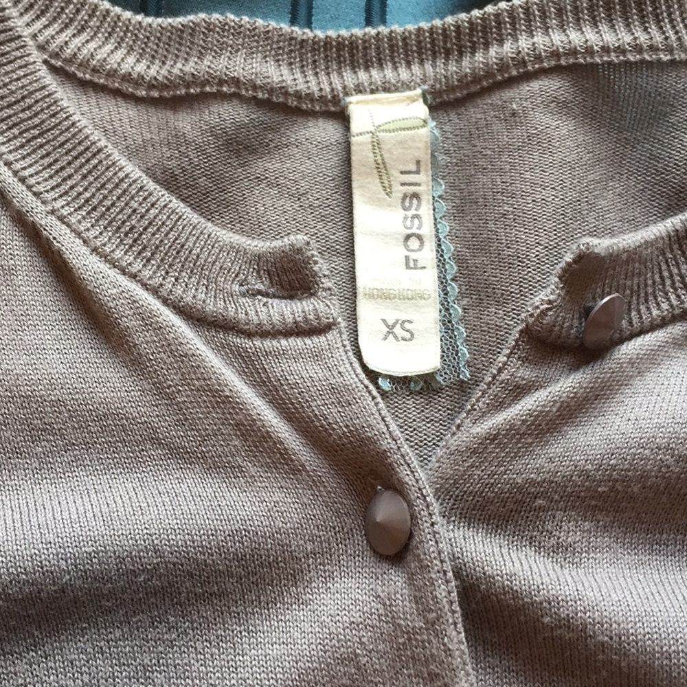 Fossil Gray Button Down Cardigan Size Xs - image 4